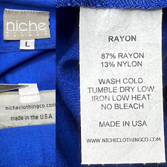 Niche Relaxed Fit V-Neck Exposed Seam Lagenlook Top Large Cobalt Blue - Picture 8 of 9